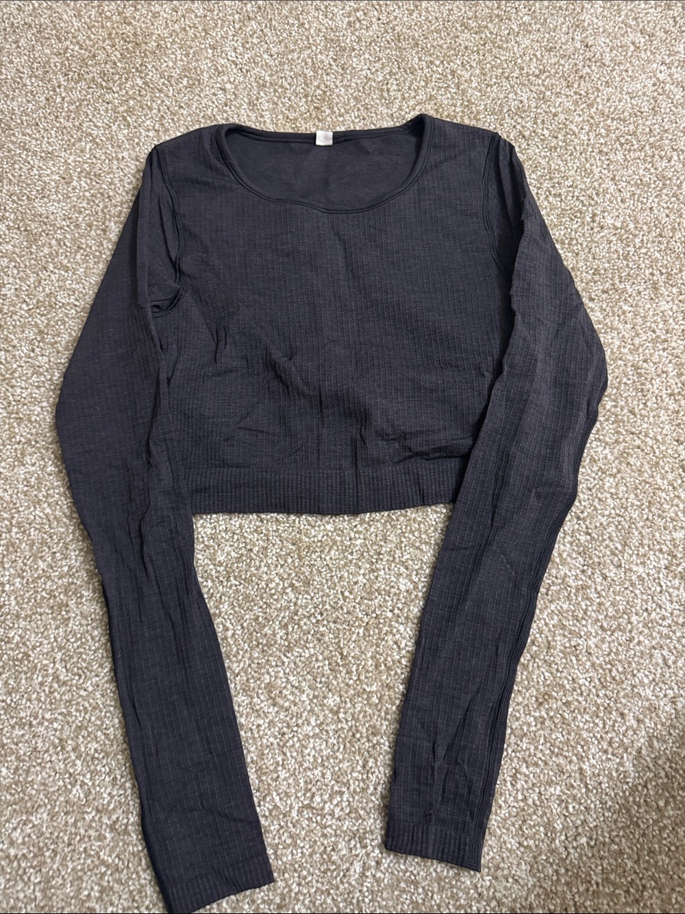 lululemon athletica Black Ribbed Long-Sleeve Crop Top